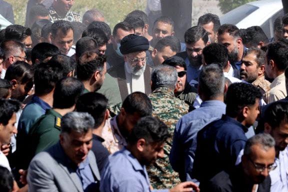 Iranian President Ebrahim Raisi (center) at the Haft-Tappeh Sugarcane complex on April 27, 2023