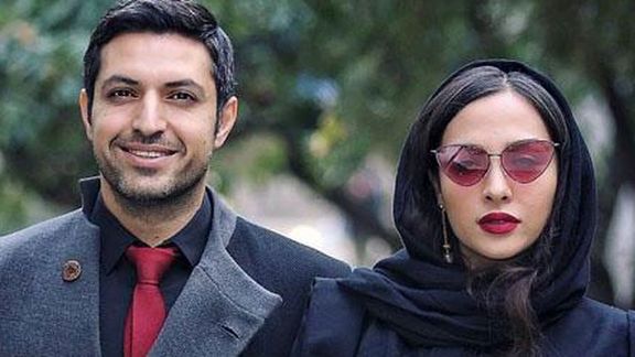 Ashkan Khatibi with his wife Anahita Dargahi, an actress and painter
