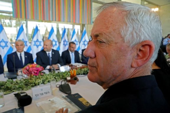 Israeli defense minister Benny Gantz in a cabinet meeting on May 19, 2022