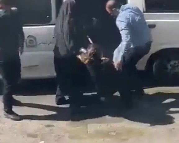 Hijab enforcement patrols arresting a woman violently in Tehran