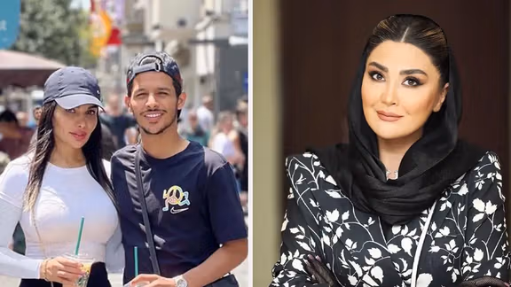 Setareh Masoumi (left) and her husband football player Mehdi Ghayedi, and actress Maryam Masoumi