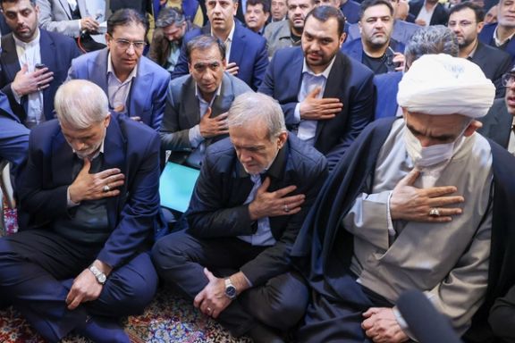 Iranian President Masoud Pezeshkian during a religious ceremony in Tehran March 2025()