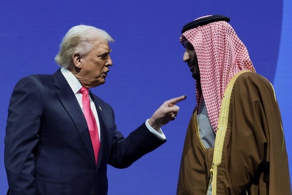 US President Donald Trump and Crown Prince and Prime Minister Mohammed bin Salman of Saudi Arabia interact during the U.S.-Saudi Investment Forum in Washington, DC, November 19, 2025.