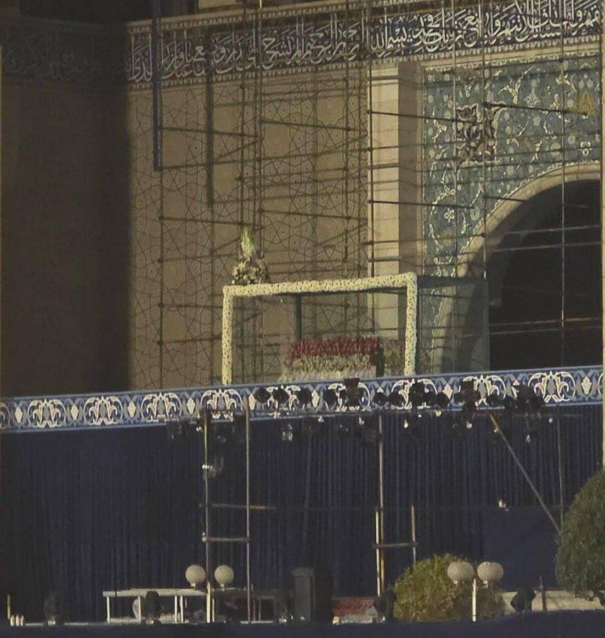 Iranian media have released images showing preparations at Tehran’s prayers ground for the placement of the body of Iran’s late Supreme Leader Ali Khamenei.