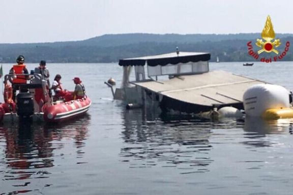 Firefighters search for survivors after a boat capsized in Lake Maggiore, in northern Italy, May 29, 2023