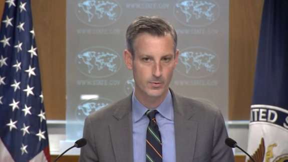 US State Department spokesperson Ned Price briefing reporters on February 15, 2023