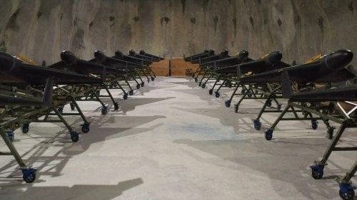 An underground base housing dozens of Iranian drones