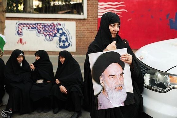 A scene from a rally in Tehran to mark the anniversary of the 1979 US embassy takeover (November 4, 2025)