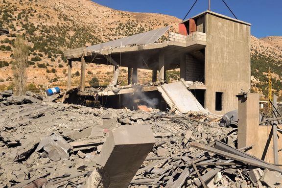تخریب گسترده یک ساختمان در پی حمله اسرائیل به بعلبک، شرق لبنان، ۲۶ مهر