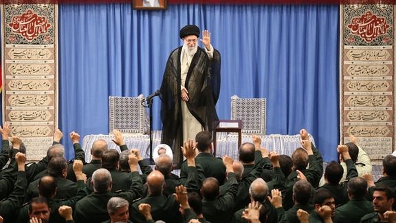 Iran's Revolutionary Guard commanders and officers meeting Supreme Leader Ali Khamenei.