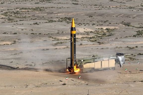 A new surface-to-surface 4th generation Khorramshahr ballistic missile called Khaibar with a range of 2,000 km is launched at an undisclosed location in Iran, in this picture obtained on May 25, 2023.
