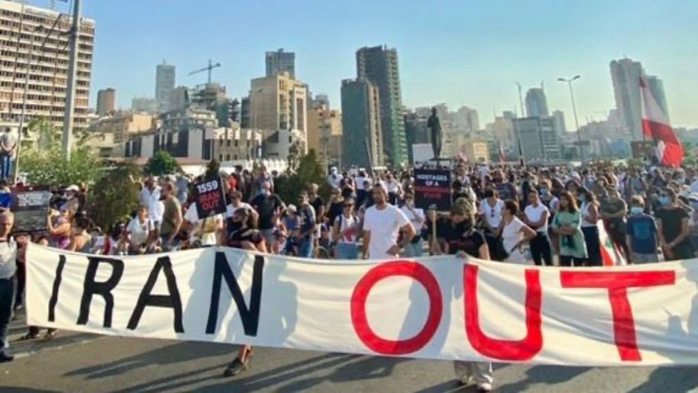 Lebanese protest against Iran's influence in their country.