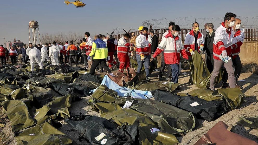 The crash site of flight PS752 near Tehran on January 8, 2020