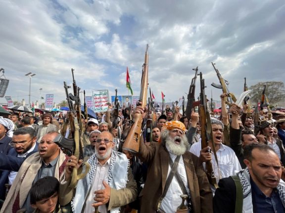 Houthi supporters rally to show support to the Palestinians in the Gaza Strip, in Sanaa, Yemen June 14, 2024.