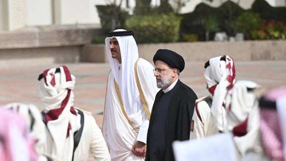 President Ebrahim Raisi arriving in Qatar on Monday.