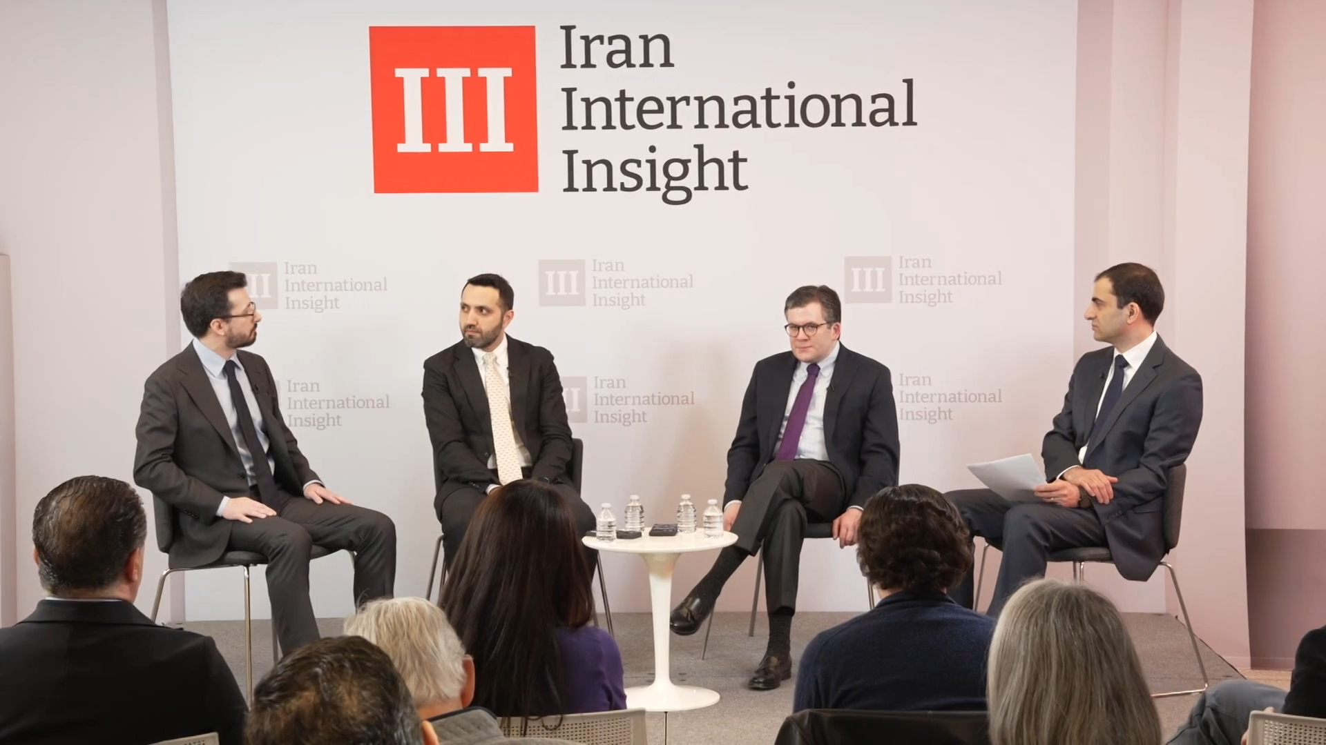 The Iran International Insight townhall, held on April 21, 2026, in Washington, DC, featured panelists (from left to right): Mohammad Machine-Chian, Miad Maleki, Jason Brodsky and Bozorgmehr Sharafedin.