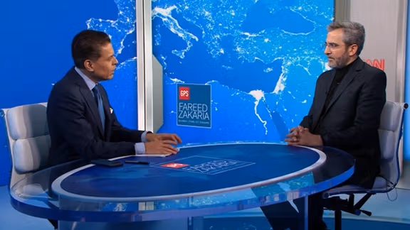 Iran's Acting FM Ali Bagheri Kani in an interview with CNN's Fareed Zakaria on July 16, 2024