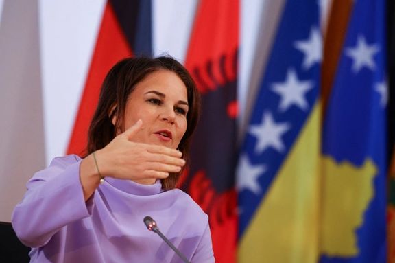 German Foreign Minister Annalena Baerbock, an outspoken critic of Iran's rights violations speaks on October 21, 2022