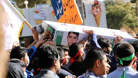 The funeral of a child killed in the terror bombing in Iran on January 3, 2024