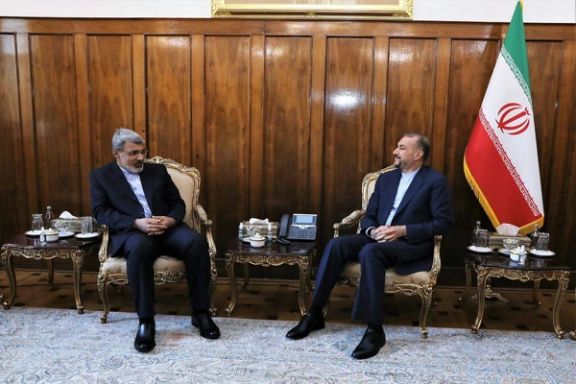 Iran's UN ambassador Ali Bahraini (left) and Iranian Foreign Minister Hossein Amir-Abdollahian