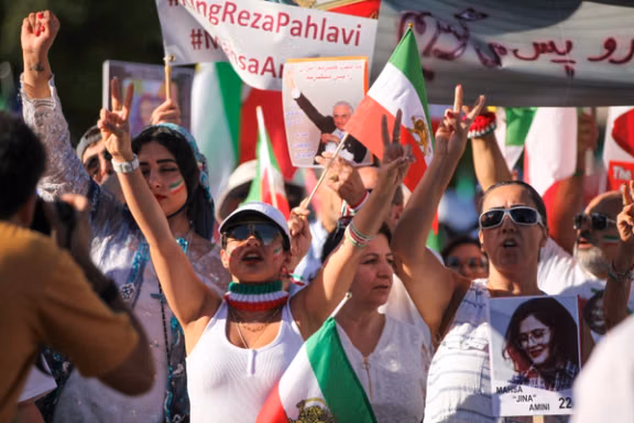 Iranians during protests to mark the one-year anniversary of the death of Mahsa Amini in custody of the morality police