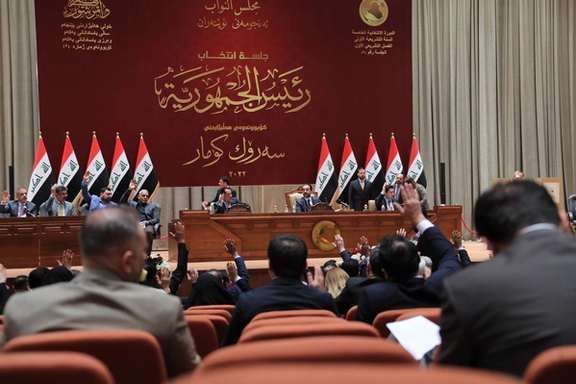 Iraqi lawmakers during a parliament session in Baghdad