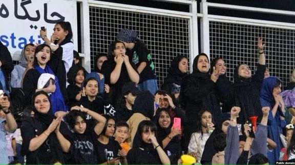 Women see at the Sirjan football stadium on August 9, 2023
