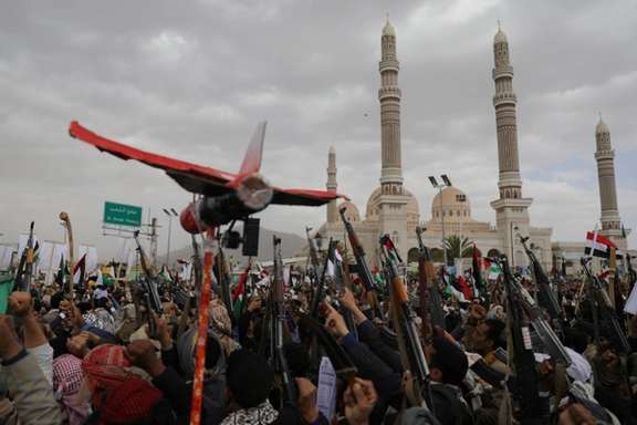 A rally of Houthi supporters in Yemen against Israel