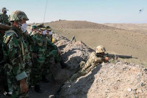 Iranian forces on alert near the Azerbaijani border in October 2020