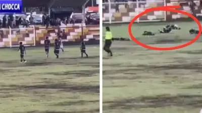 مرگ دلخراش یک فوتبالیست در یک مسابقه در پرو بر اثر برخورد صاعقه و حین فرار از طوفان