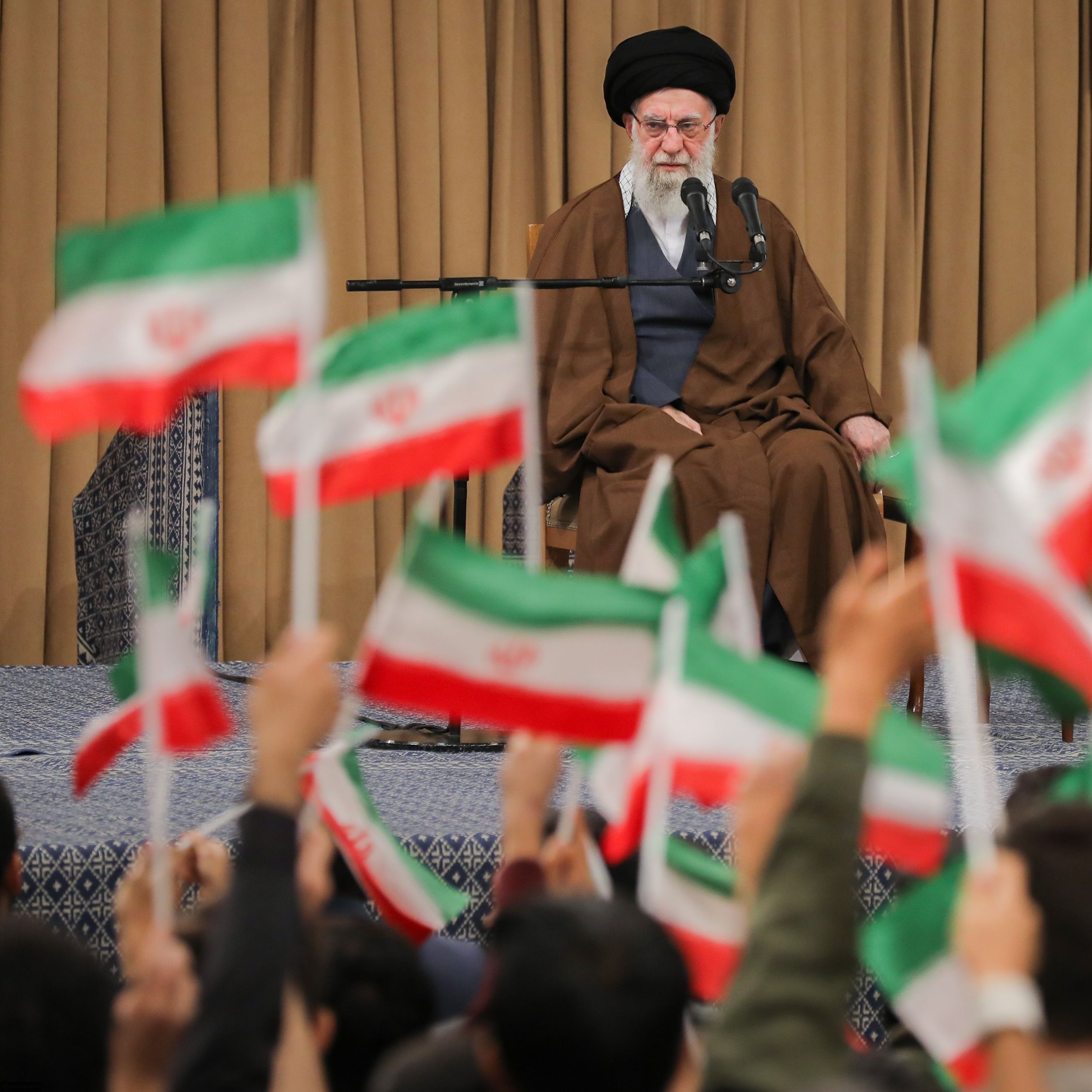 Iran's Supreme Leader Ali Khamenei during his meeting with a group of students on November 3, 2025.