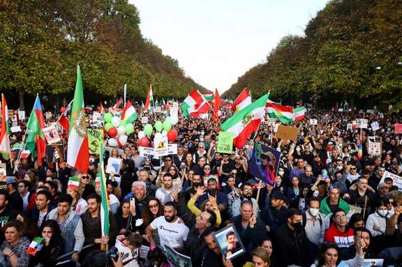 Iranian protesters in Berlin, Germany on October 22, 2022