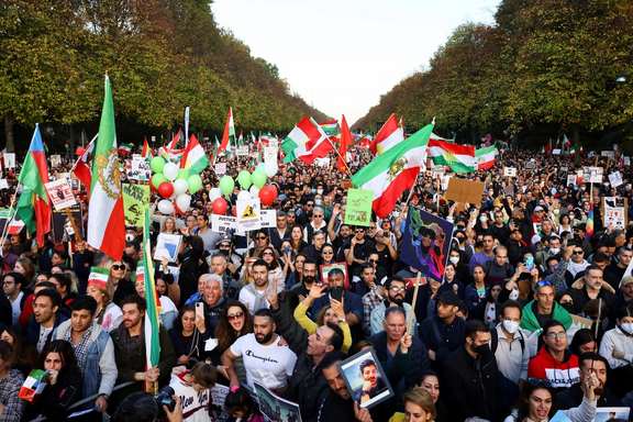 A 100,000-strong Iranian rally in Berlin on October 22, 2022