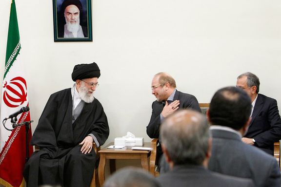 Iran’s Supreme Leader Ali Khamenei (left) and Parliament Speaker Mohammad Bagher Ghalibaf (undated)