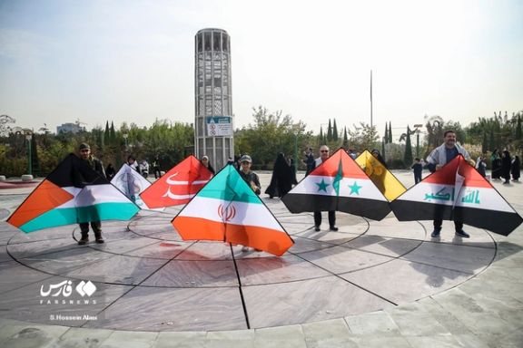 A regime-sponsored kite running event against Israel in Tehran on November 2, 2023