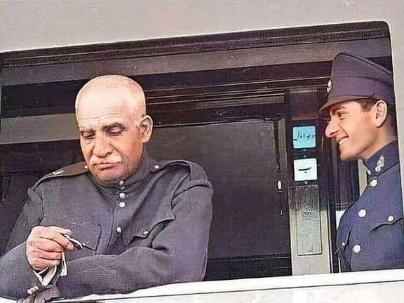 Reza Shah Pahlavi and His son Mohammad Reza inaugurating Iran's south-north railway in 1938.