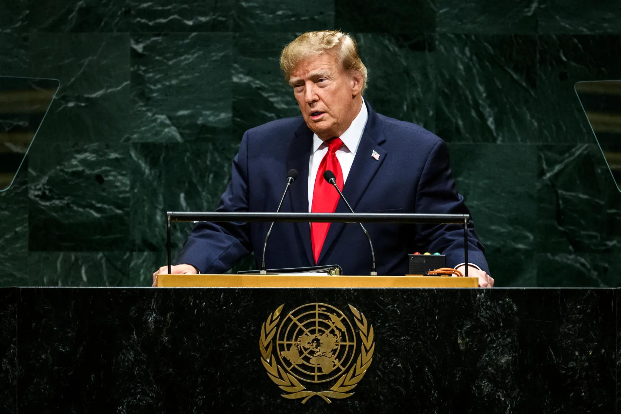 US President Donald Trump addresses the UN General Assembly in New York.  Photo: White House