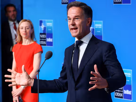 NATO Secretary General Mark Rutte speaks during a doorstep at the NATO leaders' summit in Ankara, Turkey, on July 8, 2026.