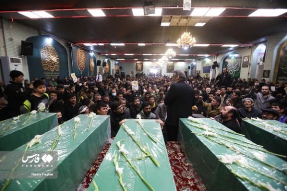 A scene of a funeral service for five militants from the Iran-backed Fatemiyoun division in the northeastern city of Mashhad, February 7, 2024