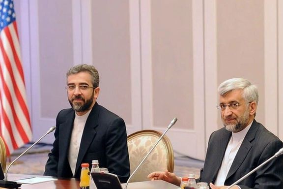 Saeed Jalili (R) and current nuclear negotiator Ali Bagheri-Kani