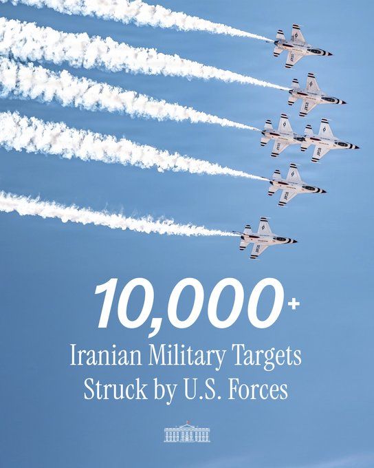 کاخ سفید: نیروهای آمریکایی به ۱۰ هزار هدف نظامی ایران حمله کرده‌اند