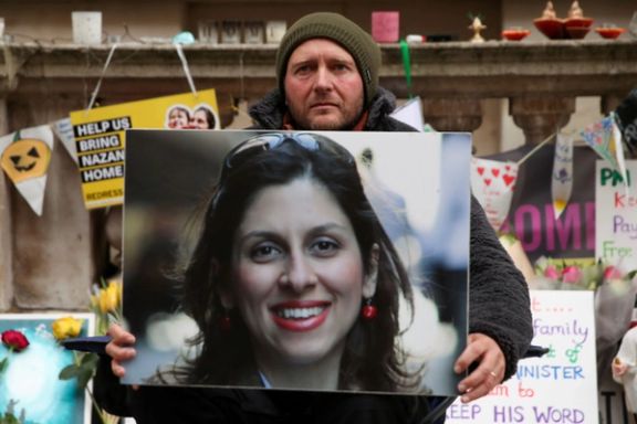 Richard Ratcliffe holding a picture of his wife while on hunger strike. November 10, 2021