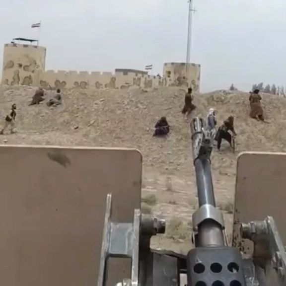 A screen grab from a video showing the fighting from the Afghan side. May 27, 2023