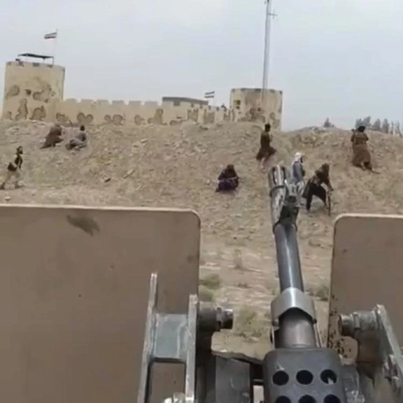 A screen grab from a video showing the fighting from the Afghan side. May 27, 2023