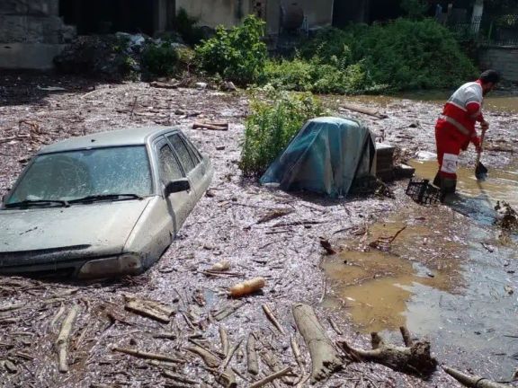 Photo of a severely flooded area in Savadkuh, northern Iran on June 25, 2024.
