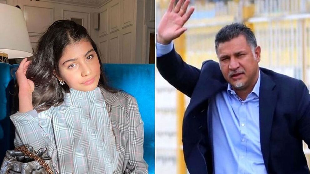 Iranian star footballer Ali Daei and his daughter Noura