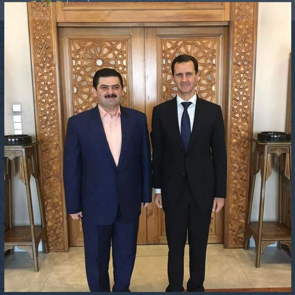 Syrian businessman Baraa Katerji (left) and Syrian President Bashar al-Assad