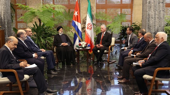 Iranian President Ebrahim Raisi and Cuban President Miguel Diaz-Canel during a meeting in Havana on June 15, 2023
