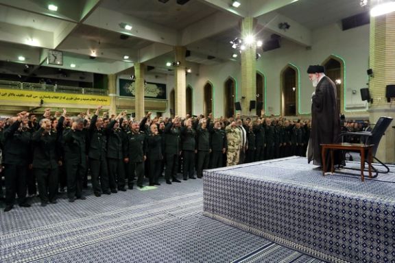 Iran’s Supreme Leader Ali Khamenei during a meeting with Revolutionary Guards commanders in Tehran