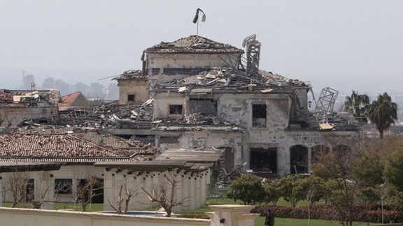 The villa damaged in the arch 13 Iranian attack on Erbil.